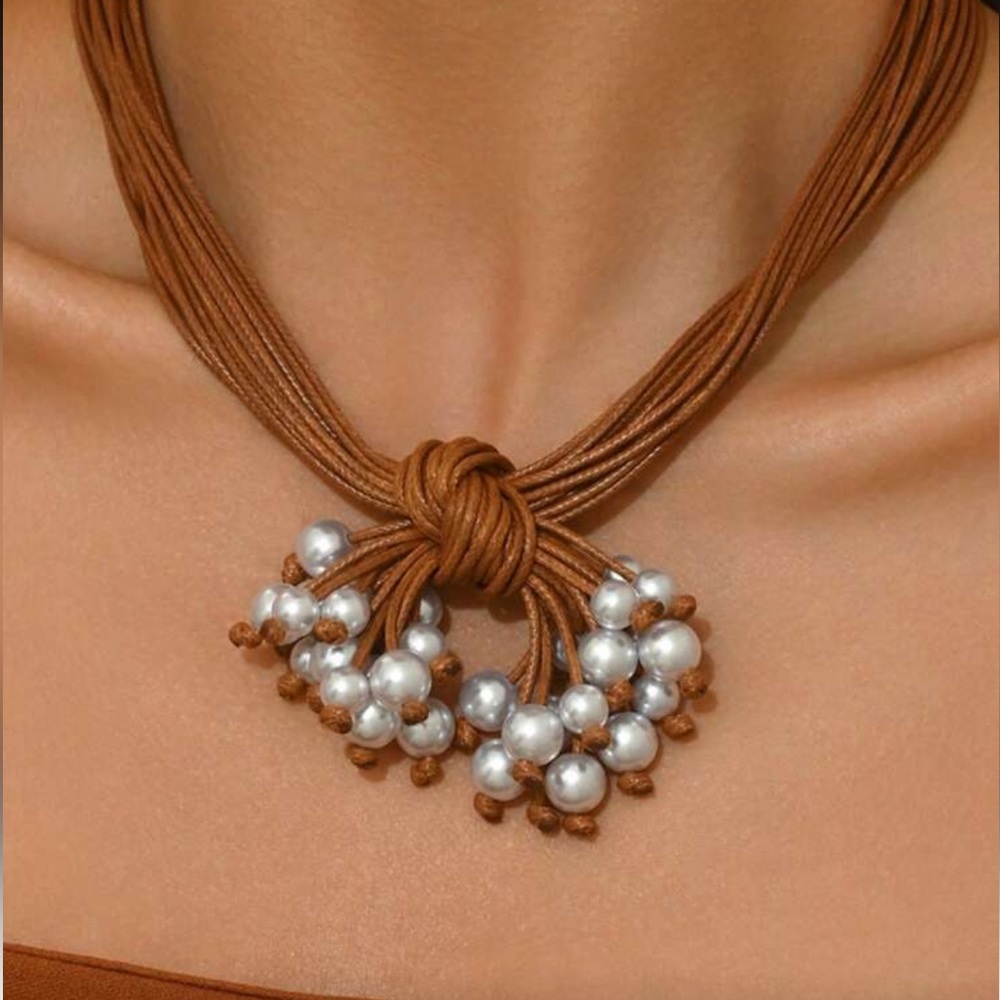 Zara Tan and Cream Beaded Necklace
